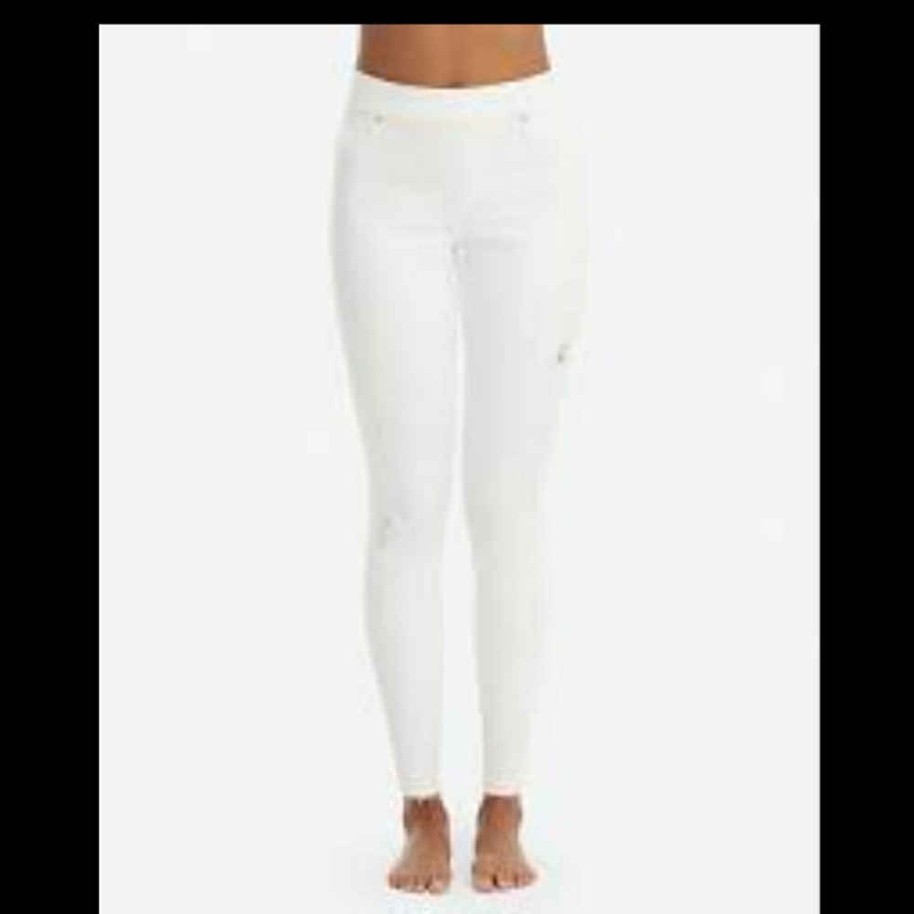 Spanx Sara Blakely Distressed White Leggings SP